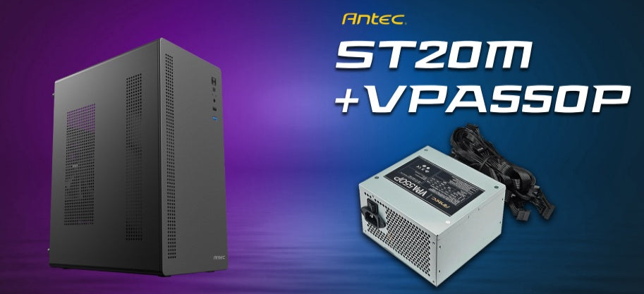Antec ST20M + VPA550P, Mid Tower, mATX/ITX, 1x120mm Rear Fan, GPU ≤265mm, CPU ≤150mm, 550W PSU, Active PFC, 2x PCIe - Image 1