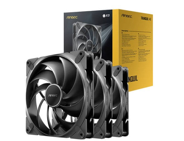 Antec Tranquil140, PWM, 2000RPM, 59.23CFM, 2.46mmH₂O, 4 Pin PWM Connector, 140mm x 25mm Performance  case Fan, Tranquil Series 3 Pack(LS) - Image 2