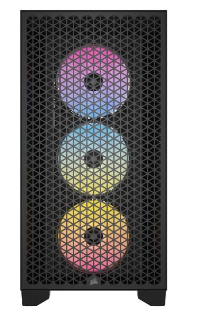 Corsair 3000D RGB AIRFLOW Mid-Tower PC Case - Black, ATX, 360 GPU, 170 CPU cooler, 220 PSU, 3x AR120 RGB, 2x USB-A 3.2 Gen 1 - Image 2
