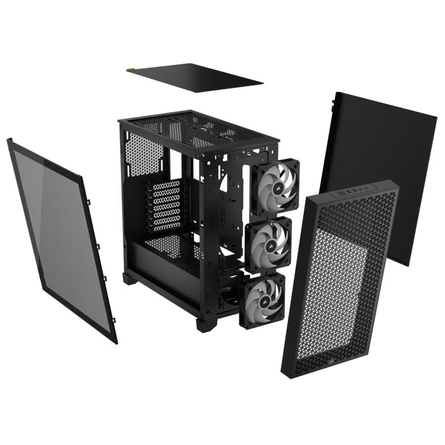 Corsair 3000D RGB AIRFLOW Mid-Tower PC Case - Black, ATX, 360 GPU, 170 CPU cooler, 220 PSU, 3x AR120 RGB, 2x USB-A 3.2 Gen 1 - Image 4