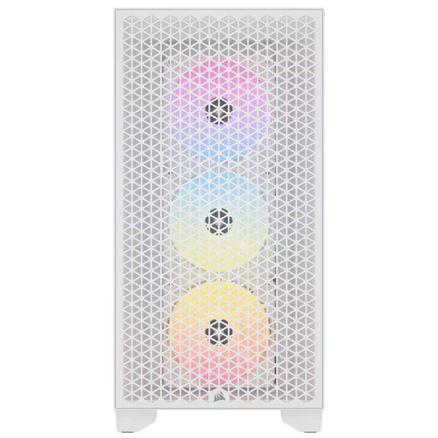 Corsair 3000D RGB AIRFLOW Mid-Tower PC Case - White, ATX, 360 GPU, 170 CPU cooler, 220 PSU, 3x AR120 RGB, 2x USB-A Gen 1 - Image 2