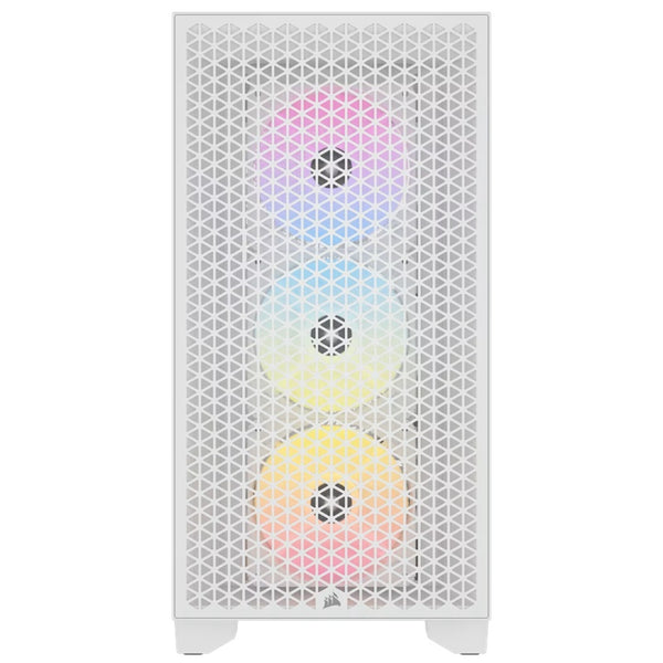 Corsair 3000D RGB AIRFLOW Mid-Tower PC Case - White, ATX, 360 GPU, 170 CPU cooler, 220 PSU, 3x AR120 RGB, 2x USB-A Gen 1
