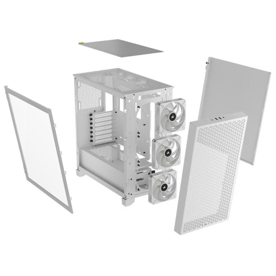 Corsair 3000D RGB AIRFLOW Mid-Tower PC Case - White, ATX, 360 GPU, 170 CPU cooler, 220 PSU, 3x AR120 RGB, 2x USB-A Gen 1 - Image 4