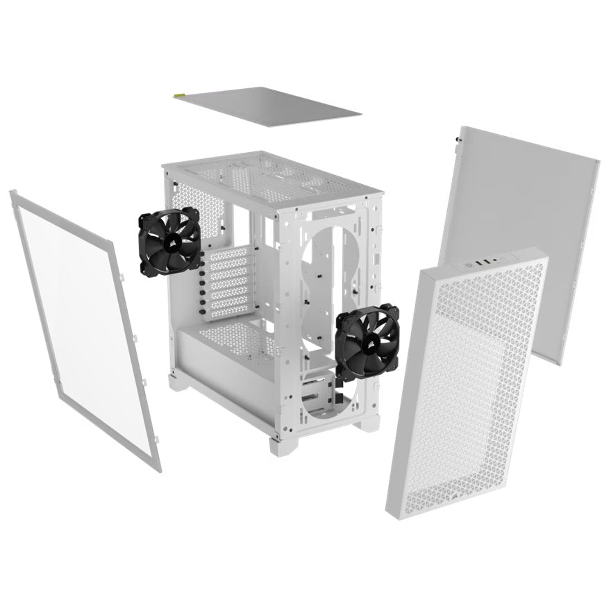 Corsair 3000D AIRFLOW Mid-Tower PC Case - White, Tempered Glass, ATX, 360mm GPU, 170mm CPU, 360mm radiator, 7 slots, USB 3.2, Dust Filtered, 2yr wty - Image 4
