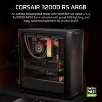 Corsair 3200D RS ARGB Mid-Tower PC Case -Smoke, ATX mATX ITX, TG panel, ARGB fans, 400mm GPU, 165mm CPU, 360mm rad, USB-C, 7 slots, 2x2.5 1x3.5, 2yr w - Image 4