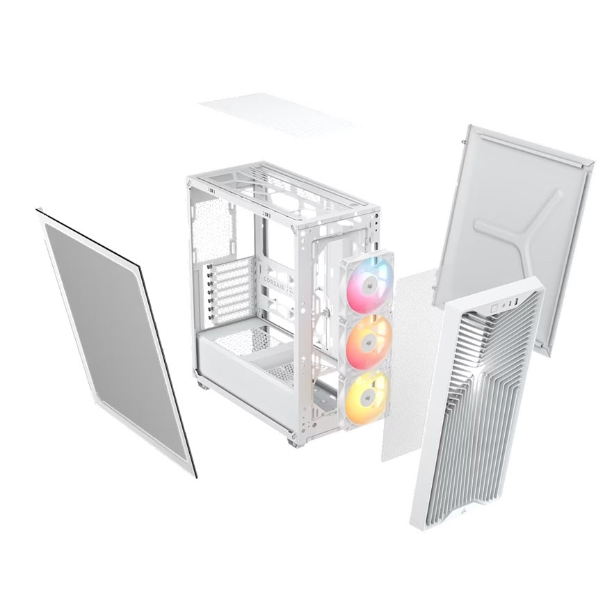 Corsair 3200D RS ARGB Mid-Tower PC Case- White, ATX mATX ITX, TG panel, ARGB fans, 400mm GPU, 165mm CPU, 360mm rad, USB-C, 7 slots, 2x2.5 1x3.5, 2yr w - Image 3