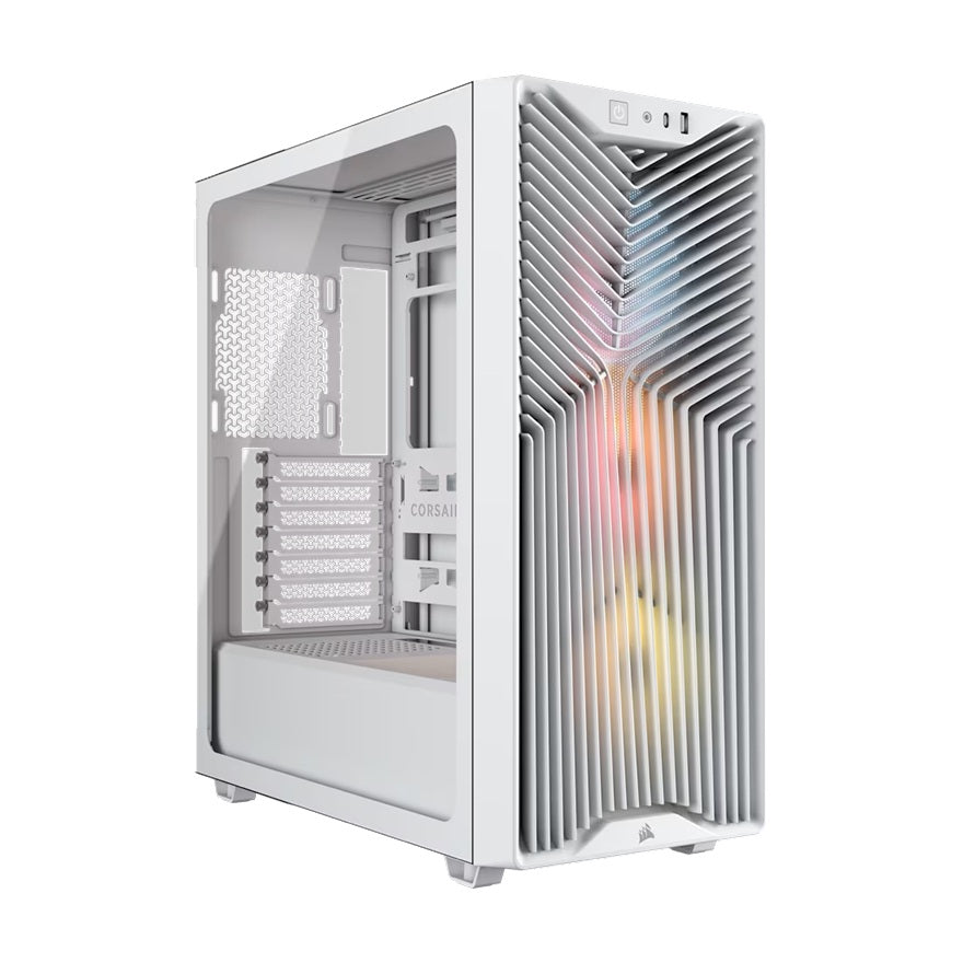 Corsair 3200D RS ARGB Mid-Tower PC Case- White, ATX mATX ITX, TG panel, ARGB fans, 400mm GPU, 165mm CPU, 360mm rad, USB-C, 7 slots, 2x2.5 1x3.5, 2yr w - Image 5