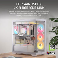 Corsair 3500X LX-R RGB iCUE LINK Mid-Tower PC Case - White, E-ATX, Side 360mm Rad, Glass Panels, USB-C, RS ARGB Fans, 425mm GPU, iCUE LINK Ready - Image 3