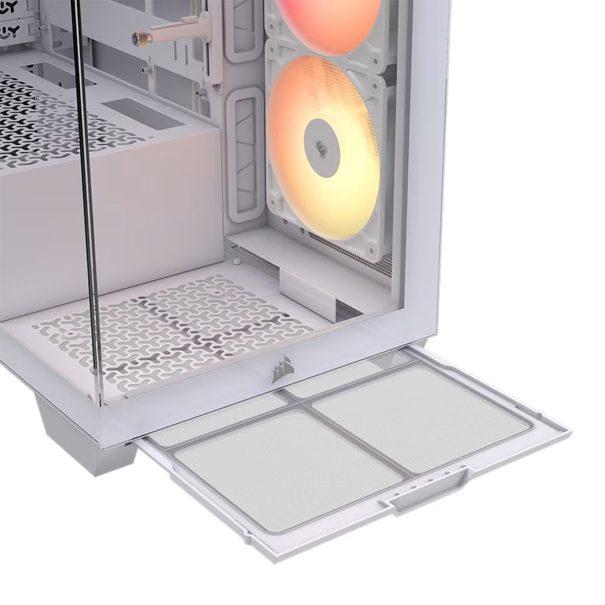 Corsair 3500X RS-R ARGB Mid-Tower PC Case - White, ARGB, ATX/E-ATX, Tempered Glass, 425mm GPU, 170mm CPU, 360mm radiator, USB-C, 2yr wty - Image 2