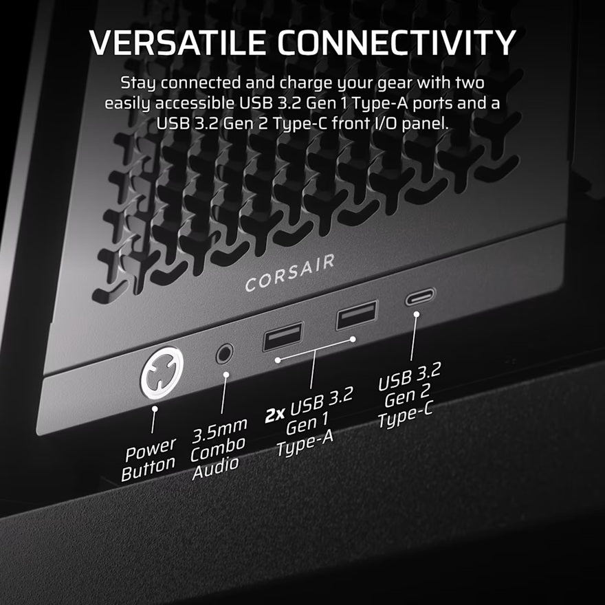 Corsair FRAME 4000D Modular Mid-Tower PC Case - Black, ATX, 430mm GPU, 170mm CPU cooler, 360mm rad, 1x HD Audio, 1x USB-C 3.2 Gen 2 - Image 3
