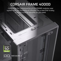 Corsair FRAME 4000D Modular Mid-Tower PC Case - White, ATX, 430mm GPU, 170mm CPU cooler, 360mm rad, 1x HD Audio, 1x USB-C 3.2 Gen 2 - Image 2