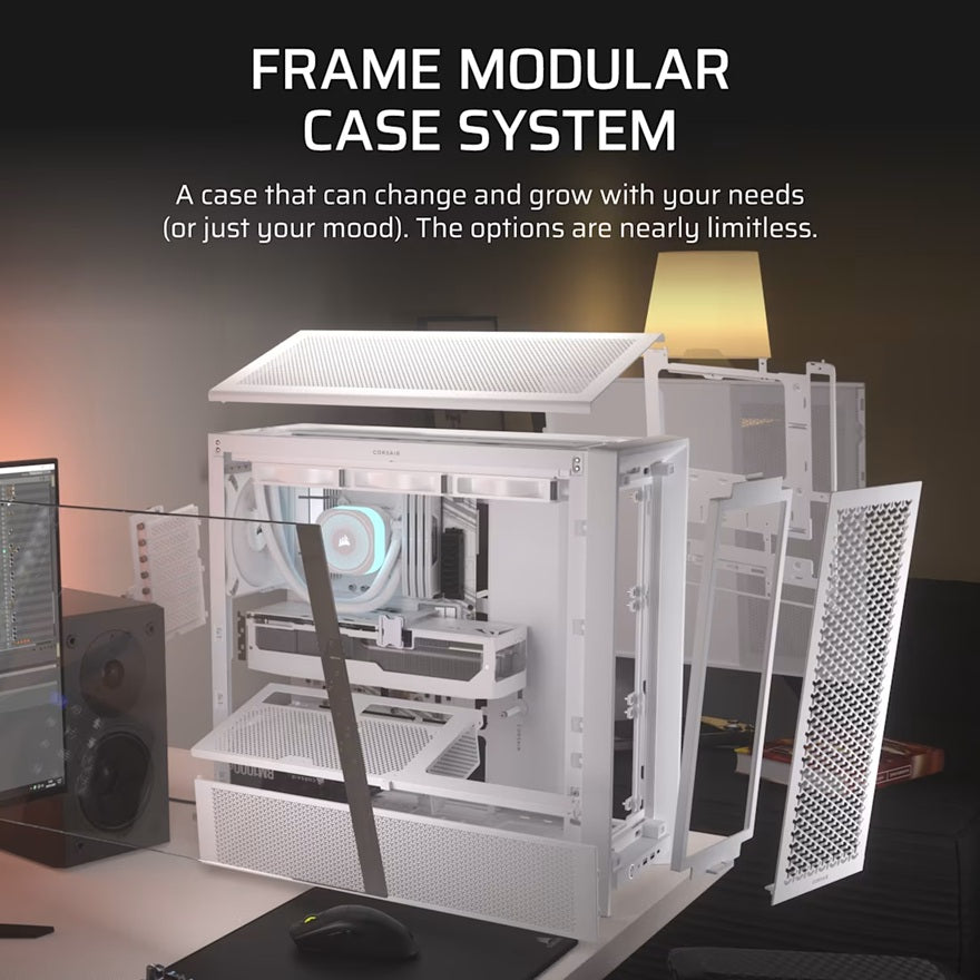 Corsair FRAME 4000D Modular Mid-Tower PC Case - White, ATX, 430mm GPU, 170mm CPU cooler, 360mm rad, 1x HD Audio, 1x USB-C 3.2 Gen 2 - Image 4