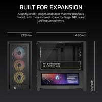 Corsair FRAME 4000D LCD RS ARGB Premium Mid-Tower PC Case - Black, ATX/E-ATX, TG panel, LCD, 430mm GPU, 170mm CPU clr, 360mm rad, USB-C, 2yr wty - Image 2