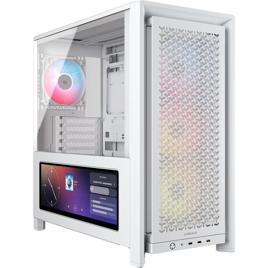 Corsair FRAME 4000D LCD RS ARGB Premium Mid-Tower PC Case- White, ATX/mATX/ITX/E-ATX, 486x490x239mm, 430mm GPU, 360mm rad, tempered glass - Image 1