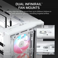 Corsair FRAME 4000D LCD RS ARGB Premium Mid-Tower PC Case- White, ATX/mATX/ITX/E-ATX, 486x490x239mm, 430mm GPU, 360mm rad, tempered glass - Image 3