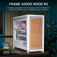 Corsair FRAME 4000D WOOD RS Modular Mid-Tower PC Case - White/Oak, E-ATX ATX mATX ITX, TG wood, 430mm GPU, 170mm CPU, 360mm rad, USB-C, vert GPU - Image 4