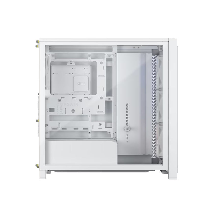 Corsair FRAME 4000X RS Mid-Tower PC Case - White, Mid-Tower ATX/E-ATX Mini-ITX Micro-ATX 430mm GPU 170mm CPU 360mm rad TG USB-C 3x120/2x140 fans - Image 3