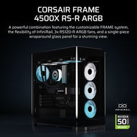 Corsair FRAME 4500X RS-R ARGB Panoramic Glass Mid-Tower PC Case - Black, 478x499x246mm, E-ATX, 460mm GPU, 185mm CPU, USB-C, ARGB, 360mm rad, 11.58kg - Image 2