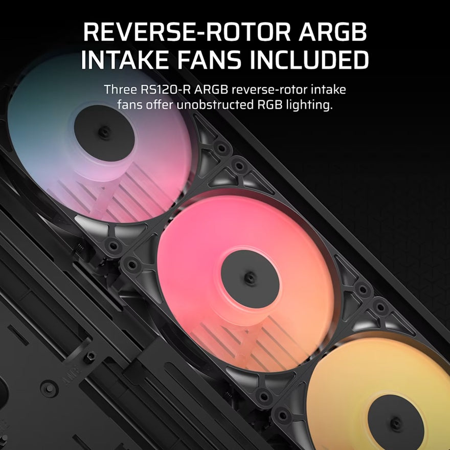 Corsair FRAME 4500X RS-R ARGB Panoramic Glass Mid-Tower PC Case - Black, 478x499x246mm, E-ATX, 460mm GPU, 185mm CPU, USB-C, ARGB, 360mm rad, 11.58kg - Image 3