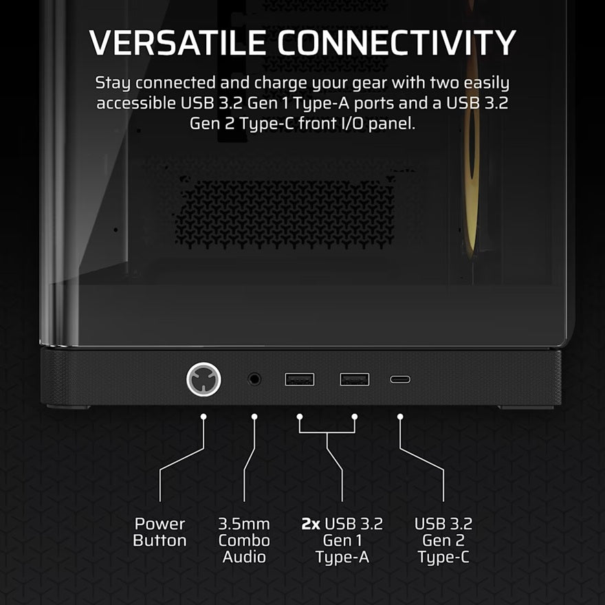 Corsair FRAME 4500X RS-R ARGB Panoramic Glass Mid-Tower PC Case - Black, 478x499x246mm, E-ATX, 460mm GPU, 185mm CPU, USB-C, ARGB, 360mm rad, 11.58kg - Image 4