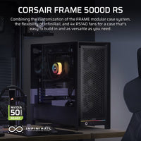 Corsair FRAME 5000D RS HIGH-AIRFLOW MID-TOWER PC CASE - BLACK, ATX, 450mm GPU, 175mm CPU cooler, 360mm rad, 4x RS140, 1x USB-C 3.2 Gen2 - Image 2