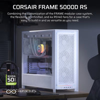 Corsair FRAME 5000D RS HIGH-AIRFLOW MID-TOWER PC CASE - WHITE, ATX, 450mm GPU, 175mm CPU cooler, 360mm rad, 4x RS140, 1x USB-C 3.2 Gen2 - Image 2