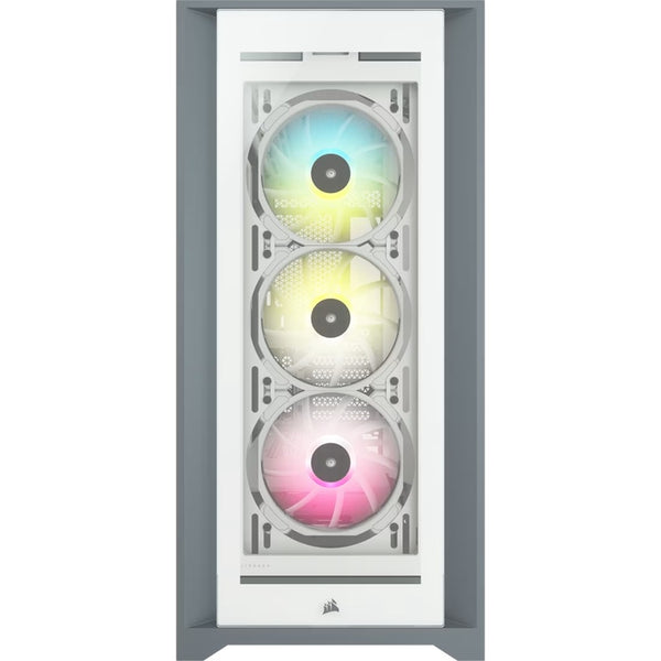 Corsair iCUE 5000X RGB Tempered Glass Mid-Tower ATX PC Smart Case - White, ATX/E-ATX, 420mm GPU, 170mm CPU, 120-360mm radiator, 6 bays, USB-C/USB-A