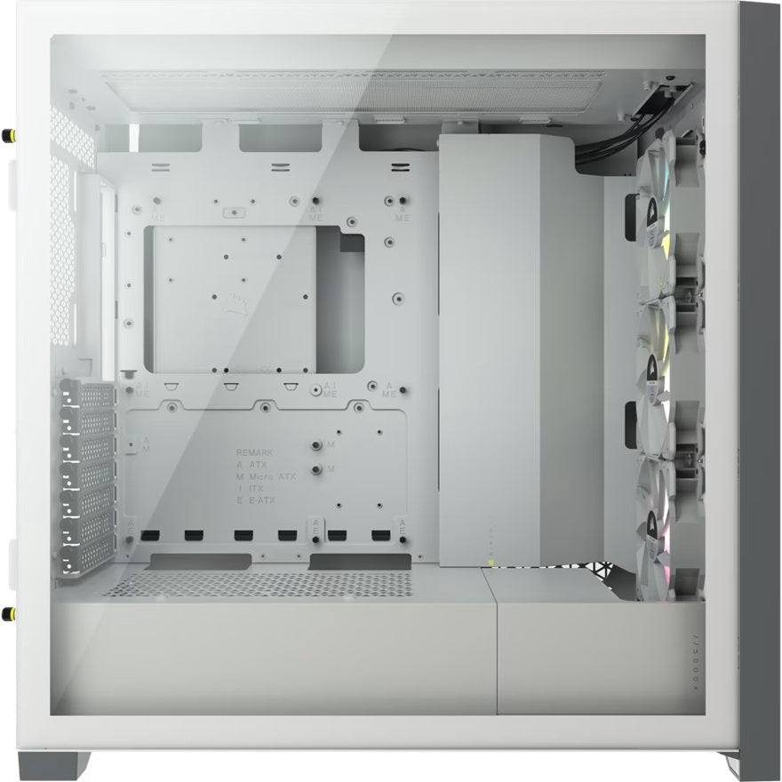 Corsair iCUE 5000X RGB Tempered Glass Mid-Tower ATX PC Smart Case - White, ATX/E-ATX, 420mm GPU, 170mm CPU, 120-360mm radiator, 6 bays, USB-C/USB-A - Image 3