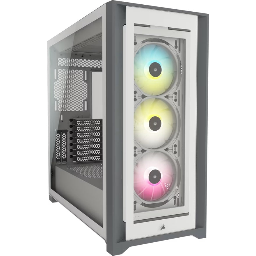 Corsair iCUE 5000X RGB Tempered Glass Mid-Tower ATX PC Smart Case - White, ATX/E-ATX, 420mm GPU, 170mm CPU, 120-360mm radiator, 6 bays, USB-C/USB-A - Image 1