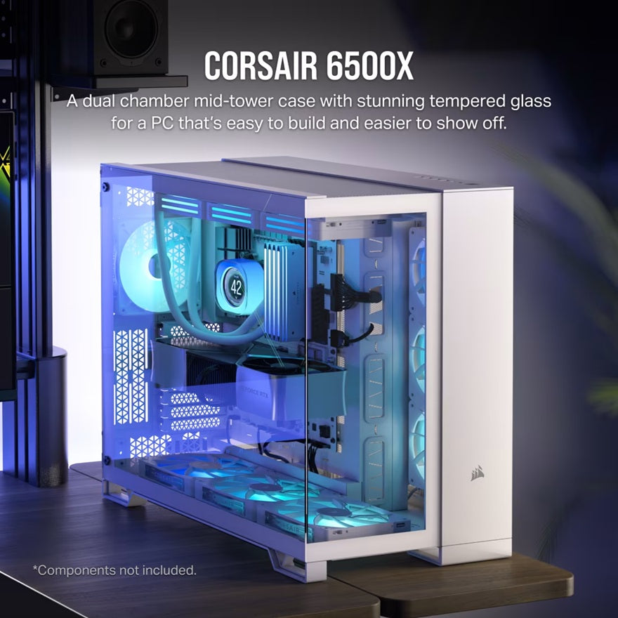 Corsair 6500X Tempered Glass ATX Mid-Tower, Dual Chamber, Cable Management, White Case(LS) - Image 4