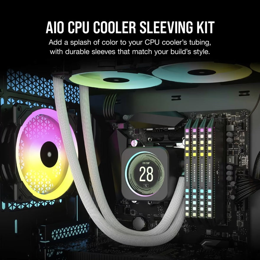 Corsiar Sleeving Kit for AIO CPU Coolers - 400mm - White - Image 4