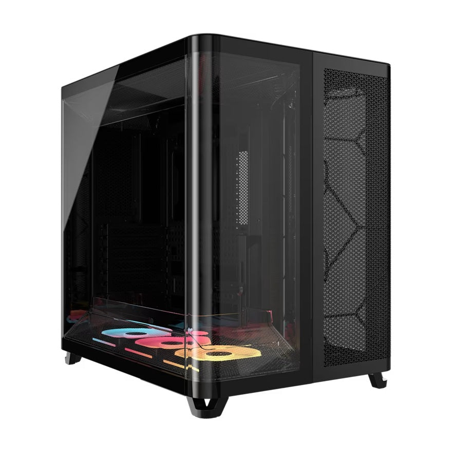 Corsair AIR 5400 LX-R RGB iCUE LINK Triple Chamber Mid-Tower PC Case - Black; ATX/E-ATX; 467x470x340mm; TG; 360GPU; 180CPU; 360RAD; USB-C - Image 1