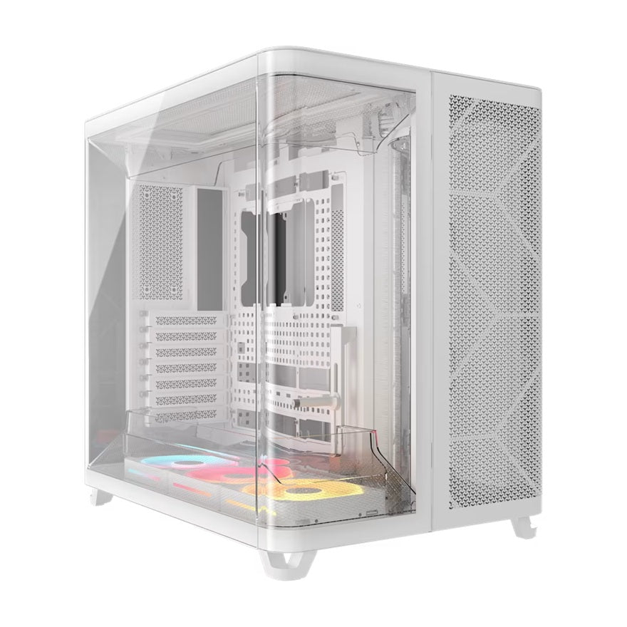 Corsair AIR 5400 LX-R RGB iCUE LINK Triple Chamber Mid-Tower PC Case - White; ATX/E-ATX; 467x470x340mm; TG; 360GPU; 180CPU; 360RAD; USB-C - Image 1