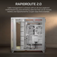 Corsair AIR 5400 LX-R RGB iCUE LINK Triple Chamber Mid-Tower PC Case - White; ATX/E-ATX; 467x470x340mm; TG; 360GPU; 180CPU; 360RAD; USB-C - Image 4