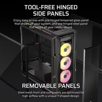 Corsair iCUE LINK 5000T LX RGB Mid-Tower High-Performance PC Case - Black, ATX, 450mm GPU, 170mm CPUcooler, 360mm rad, 3x LX120 RGB, 1x USB-C 3.2 Gen2 - Image 4