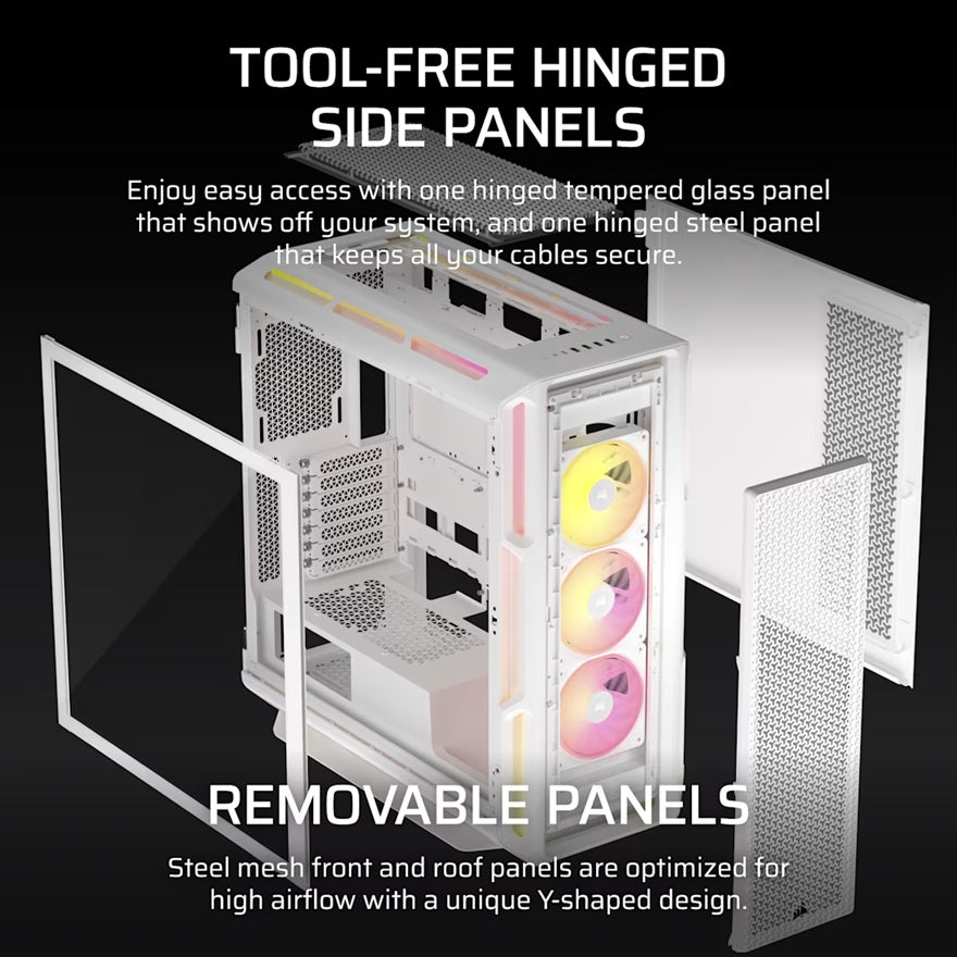 Corsair iCUE LINK 5000T LX RGB Mid-Tower High-Performance PC Case - White, ATX, 450mm GPU, 170mm CPUcooler, 360mm rad, 3x LX120 RGB, 1x USB-C 3.2 Gen2 - Image 3