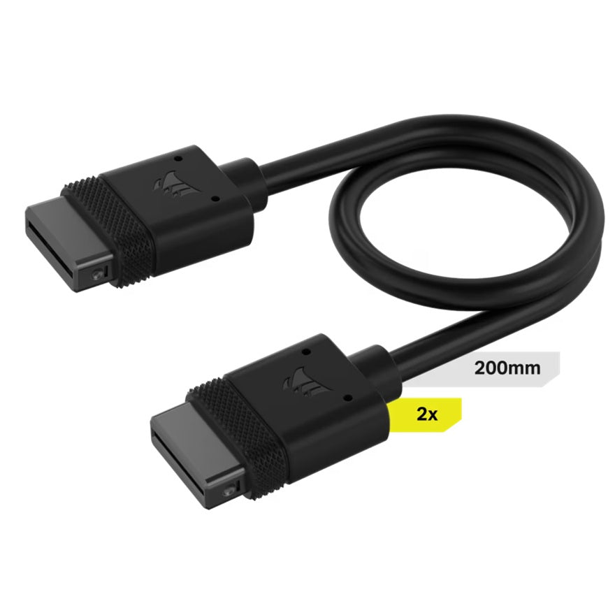 Corsair iCUE LINK Cable, 2x 200mm with Straight connectors, Black(LS) - Image 1
