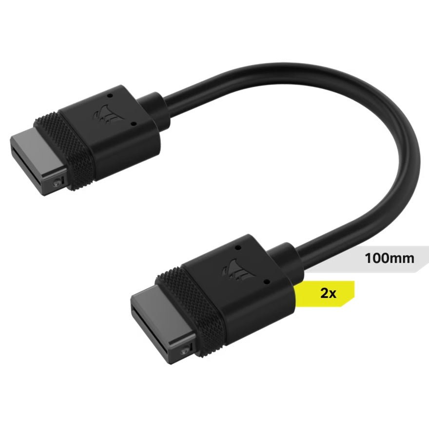 Corsair iCUE LINK Cable, 2x 100mm with Straight connectors, Black(LS) - Image 1