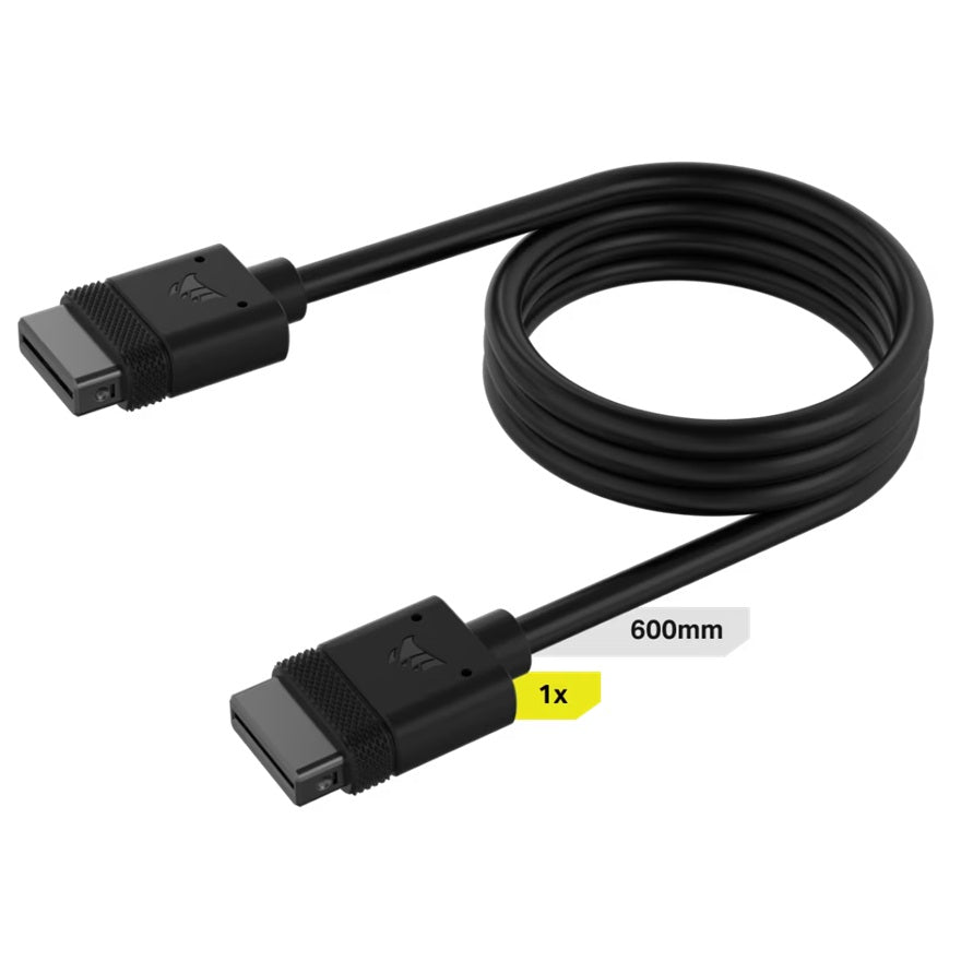 Corsair iCUE LINK Cable, 1x 600mm with Straight connectors, Black(LS) - Image 2