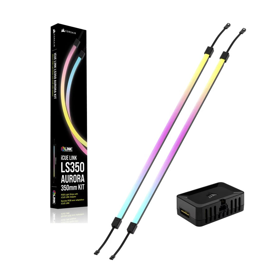 Corsair iCUE LINK LS350 Aurora RGB Light Strips - 350mm Kit– 350×10×10mm, magnetic mount, black, addressable LEDs - Image 1
