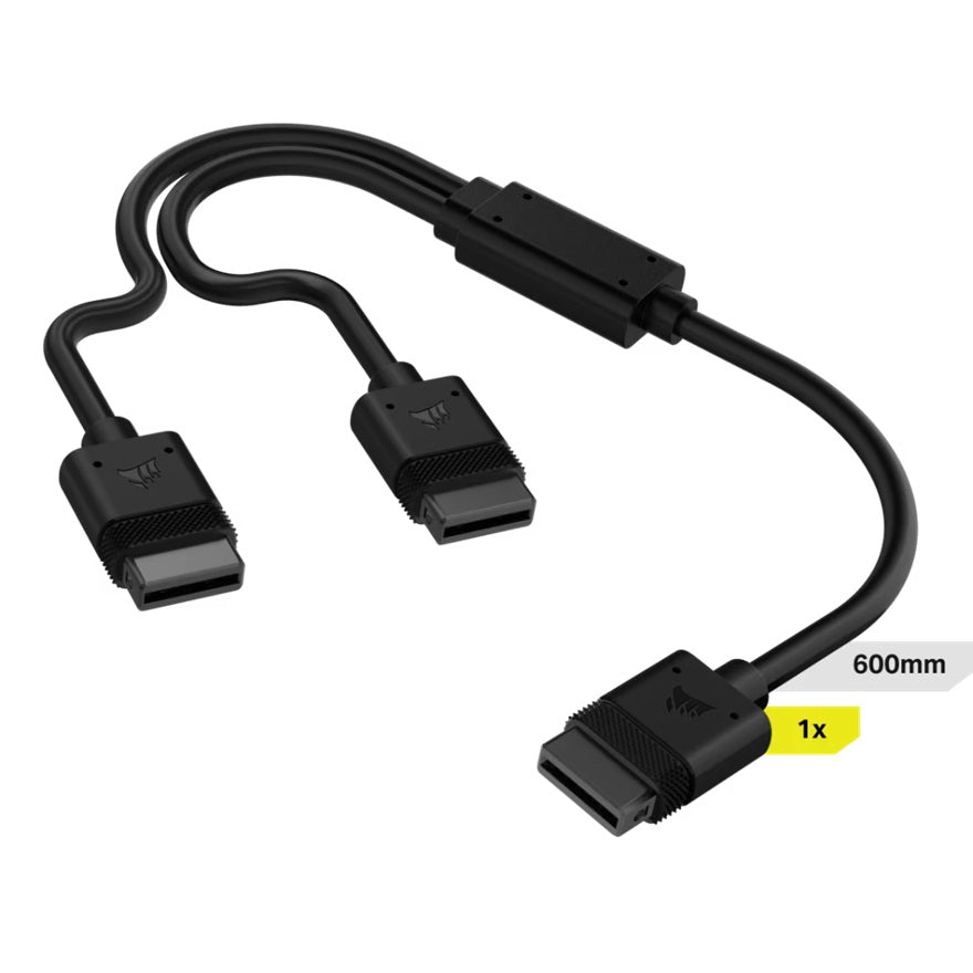 Corsair iCUE LINK Cable, 1x 600mm Y-Cable with Straight connectors, Black (LS) - Image 1