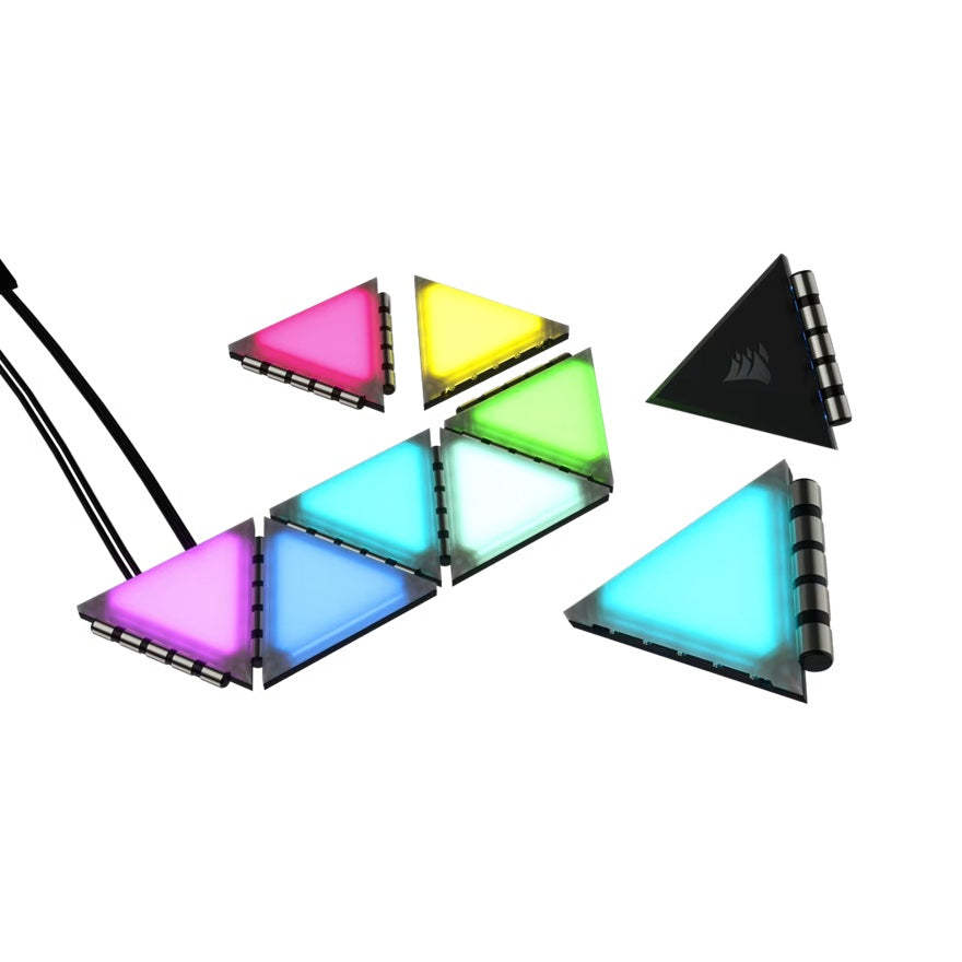 Corsair iCUE LC100 Case Accent Lighting Panels - Mini Triangle - 9x Tile Expansion Kit (LS) - Image 2