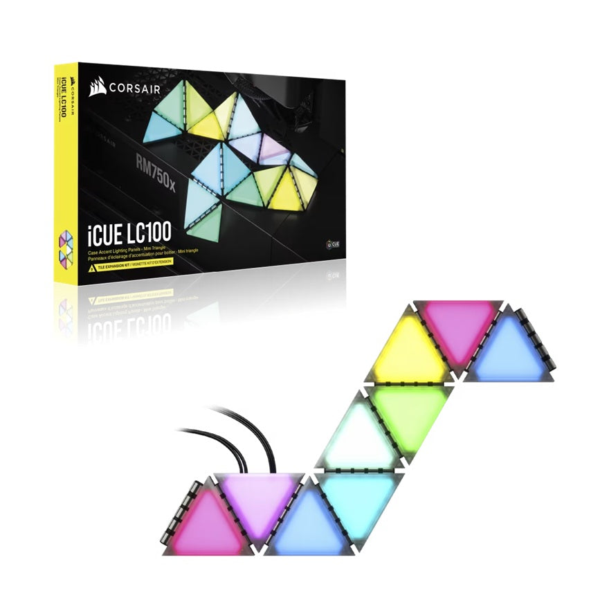 Corsair iCUE LC100 Case Accent Lighting Panels - Mini Triangle - 9x Tile Expansion Kit (LS) - Image 1