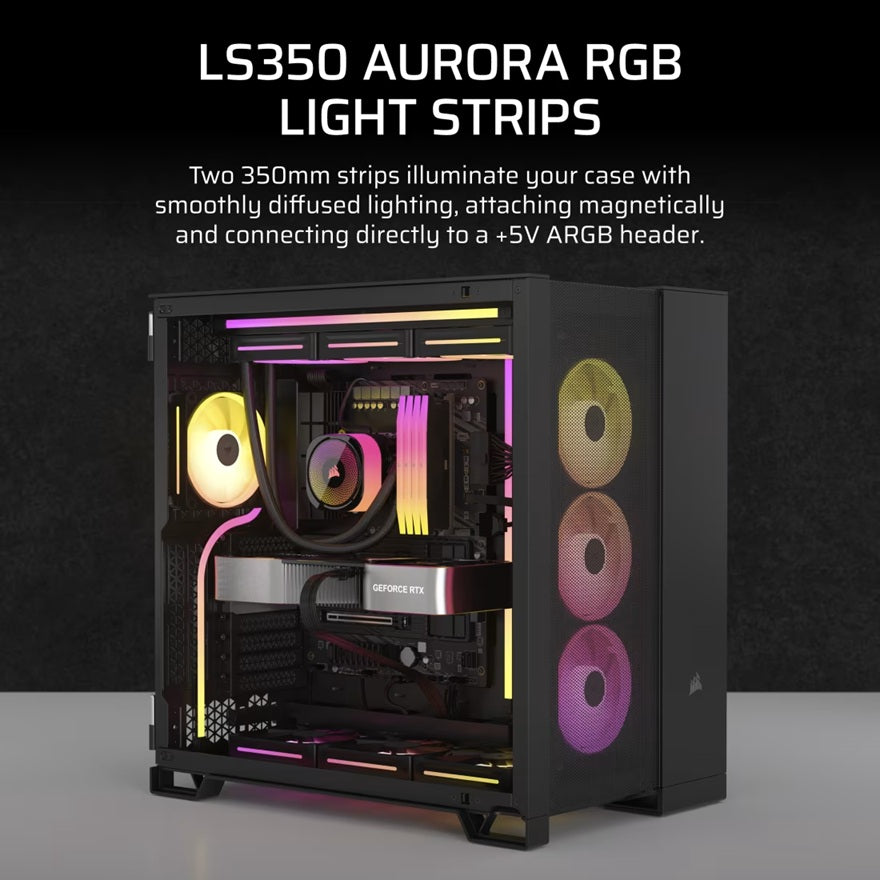 Corsair LS350 Aurora RGB Light Strips - 350mm – 350×10×10mm, black, magnetic mount, addressable LEDs, iCUE compatible, flexible - Image 4