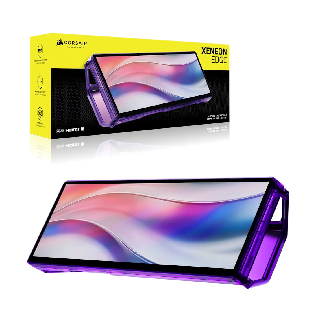 Corsair XENEON EDGE 14.5" LCD Touchscreen - Atomic Purple, 2560x720@60Hz, HDMI/USB-C, 5-p touch, magnetic mount, detachable stand, vertical/horizontal - Image 5