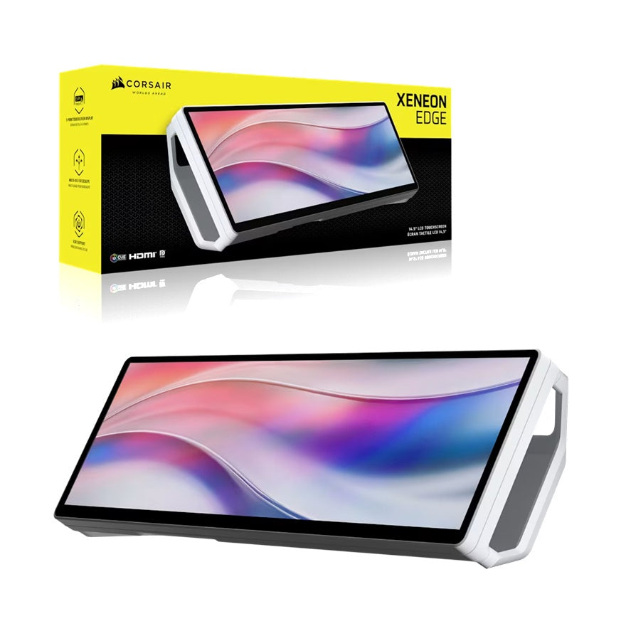 Corsair XENEON EDGE 14.5" LCD Touchscreen - White, 2560x720@60Hz, HDMI/USB-C, 5-point touch, magnetic mount, detachable stand, vertical/horizontal use - Image 1