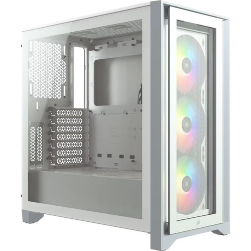 Corsair iCUE 4000X RGB Tempered Glass Mid-Tower ATX Case - White, ATX/E-ATX, 360mm GPU, 170mm CPU, 2yr wty - Image 1
