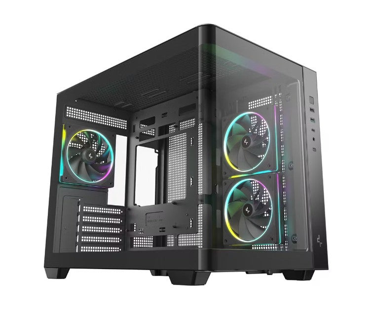 DeepCool CG330U 3F Panoramic Curved Glass Dual Chamber Micro-ATX Case, 3 Pre-installed PWM ARGB Fan, 1x USB-C,1× USB 3.0, 1×USB 2.0, Audio/Mic - Image 2