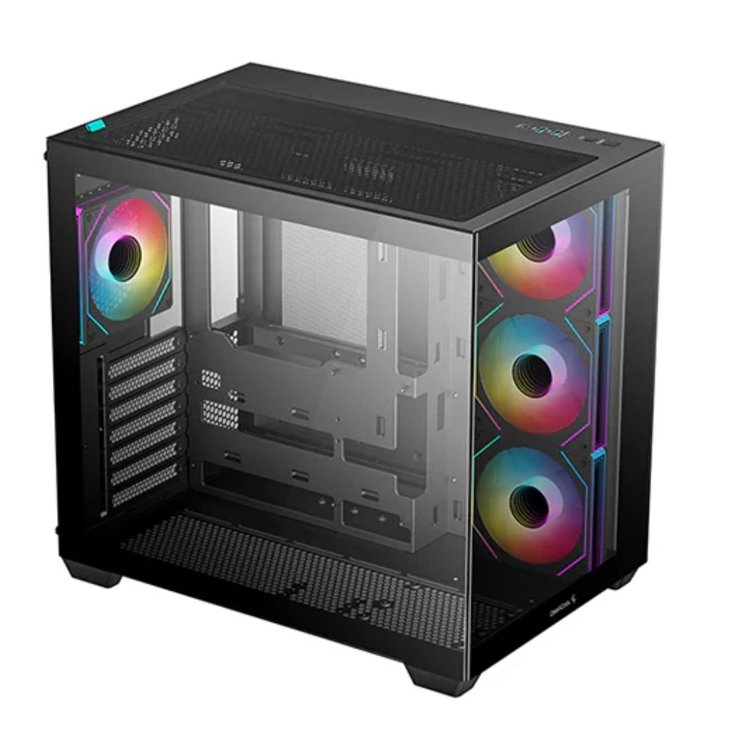 DeepCool CG530 4F ATX Case, Tempered Glass, 4 Pre-Instaled Fans, USB3.0×2、Gen2 Type-C x1、Audio/Mic×1, Cable,  Supports Rear Connector - Image 3