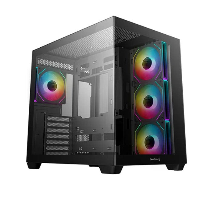 DeepCool CG530 4F ATX Case, Tempered Glass, 4 Pre-Instaled Fans, USB3.0×2、Gen2 Type-C x1、Audio/Mic×1, Cable,  Supports Rear Connector - Image 5